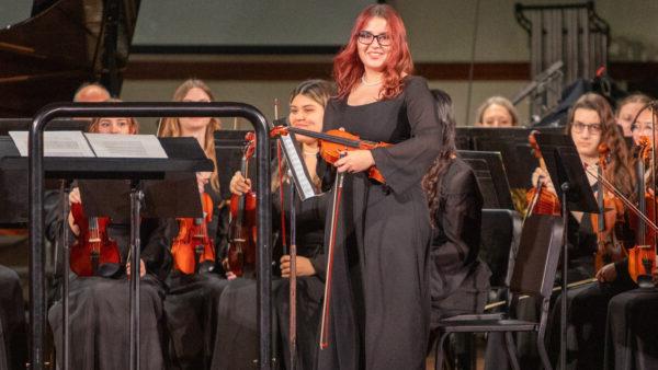 Orchestra on stage - new Sams Chapel